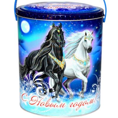 Детский подарок на Новый Год в жестяной упаковке весом 950 грамм 