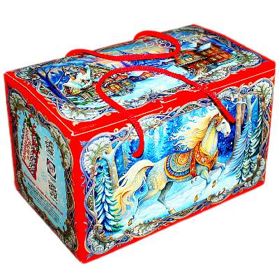 Детский новогодний подарок в картонной упаковке весом 1200 грамм