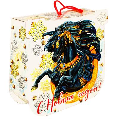 Сладкий новогодний подарок в картонной упаковке весом 950 грамм